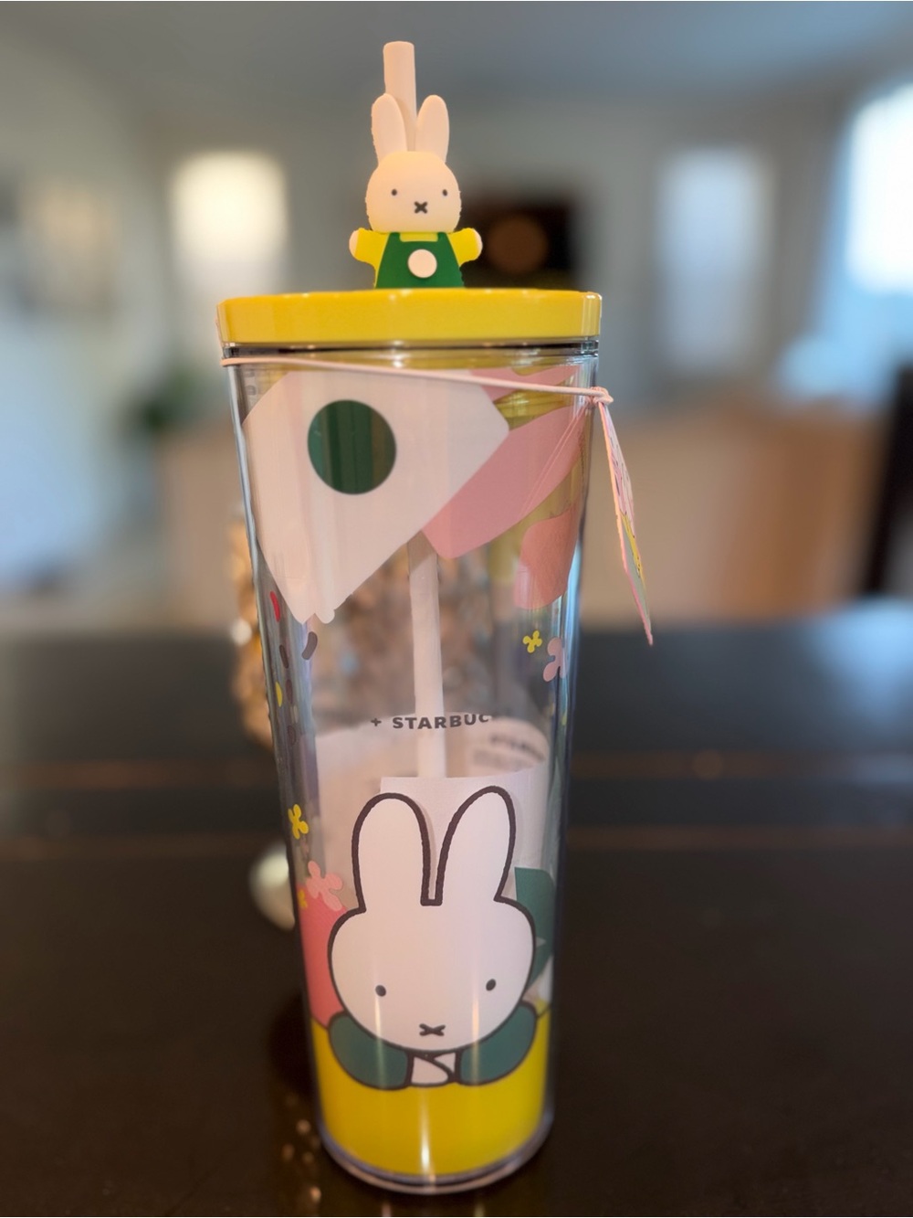 Starbucks Yellow & Green Miffy Bunny Straw Tumbler with Charm